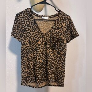 Socialite Animal Print V-Neck Tee